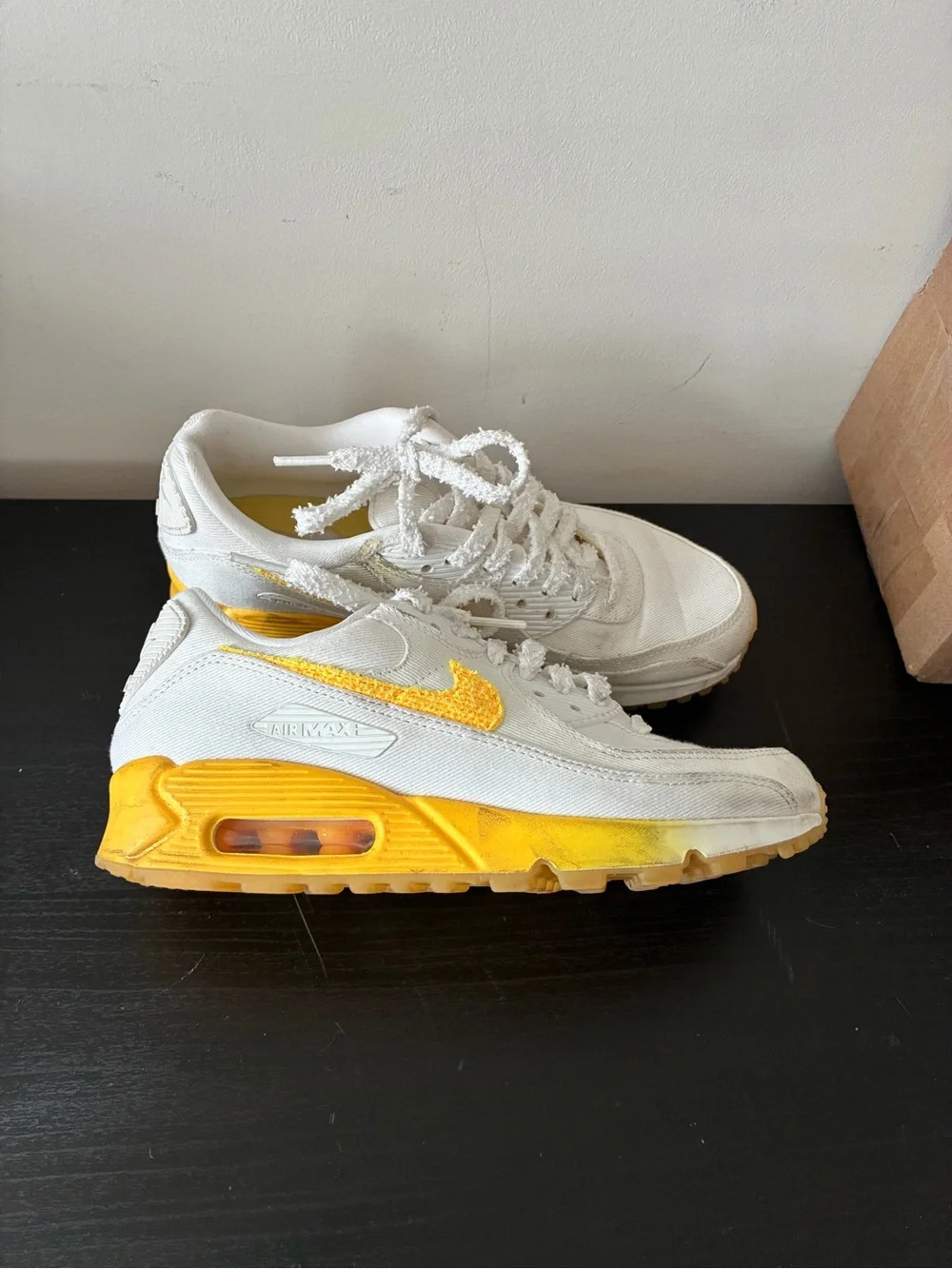 Nike women’s White and Yellow Air Max Style Sneakers - Picture 2 of 3